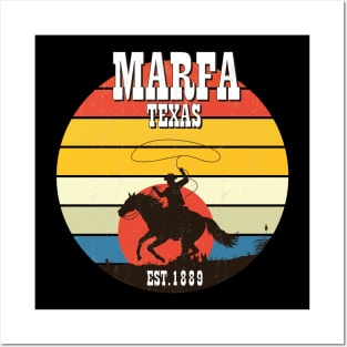 Marfa Texas Design Sunset Cowboy Posters and Art